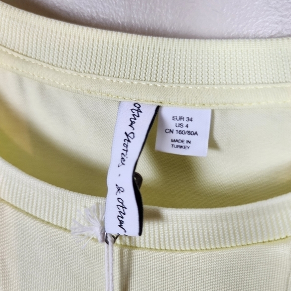 & other stories stretchy yellow mini dress, size 4, nwt - Picture 2 of 6